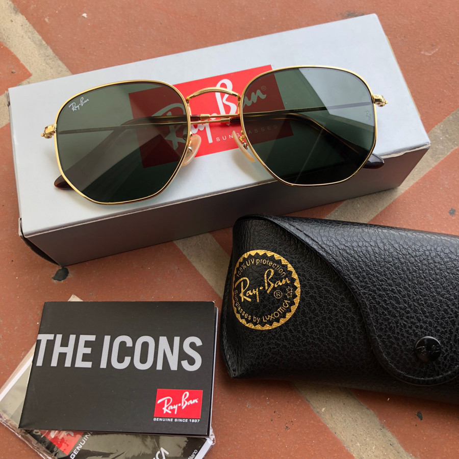 Ray Ban RB3548N -001 Hexagonal Flat Lenses in gold sz 54-21-145: - Tín đồ  hàng hiệu