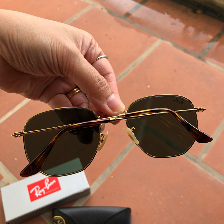 Ray Ban RB3548N -001 Hexagonal Flat Lenses in gold sz 54-21-145: