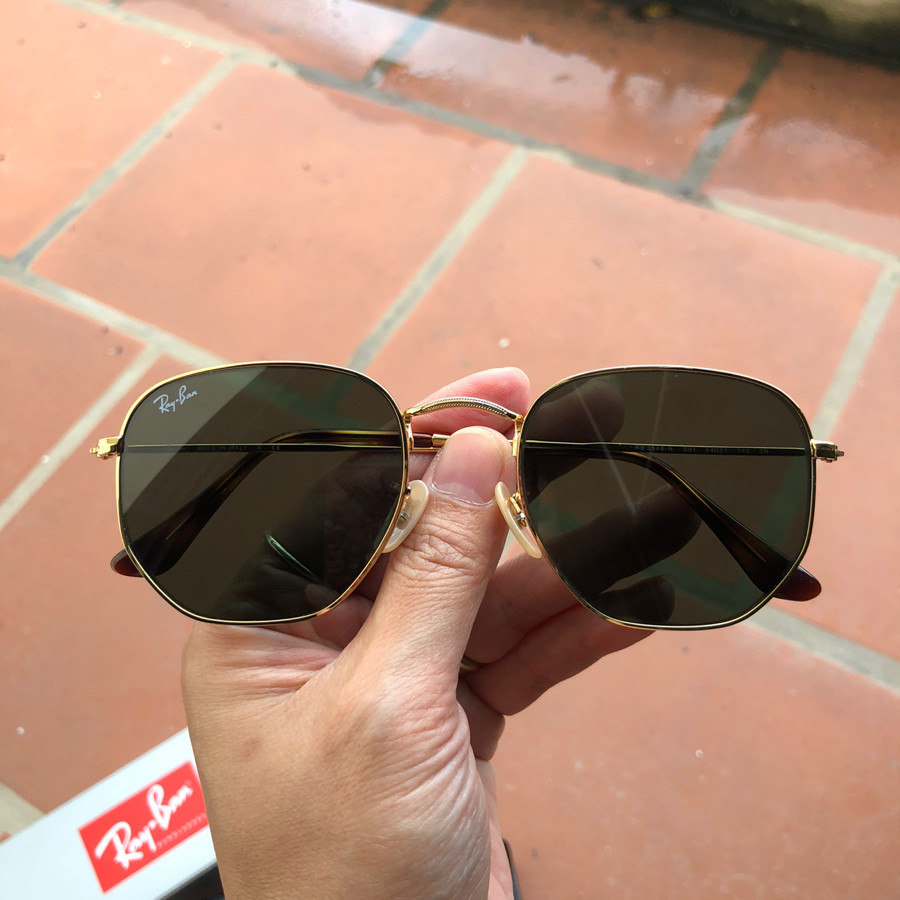 Ray Ban RB3548N -001 Hexagonal Flat Lenses in gold sz 54-21-145: