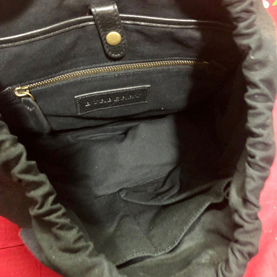 ❤️ Burberry - London Check and Zip Around Black Canvas / Leather Backpack:
