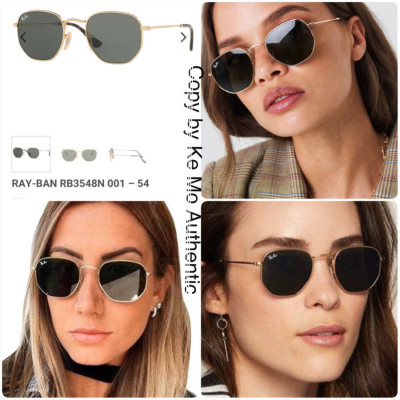 Ray Ban RB3548N -001 Hexagonal Flat Lenses in gold sz 54-21-145: