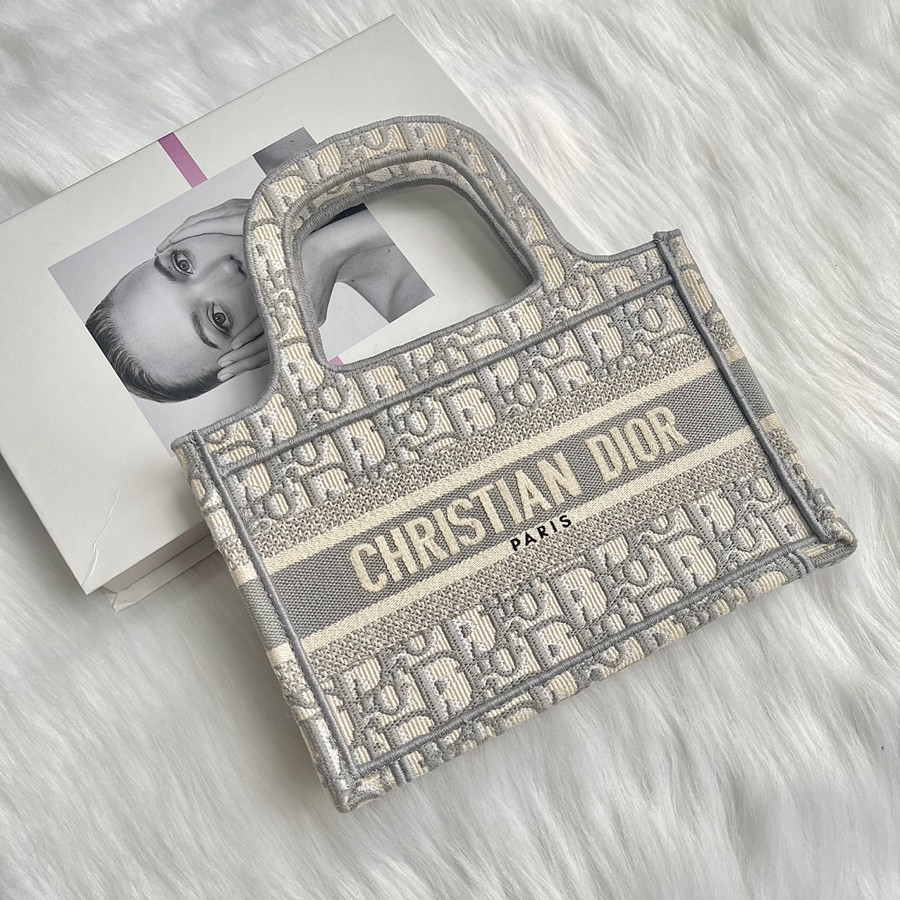 Mini D.i.o.r book tote gray - 98% only + entrupy