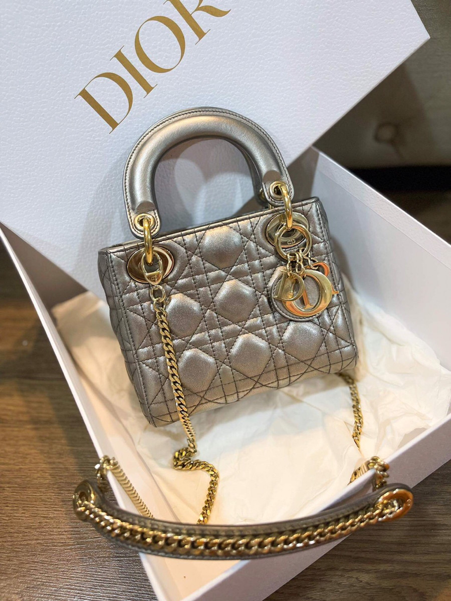 Túi Xách Dior Lady Mini Vip Màu Bạc 17 cm