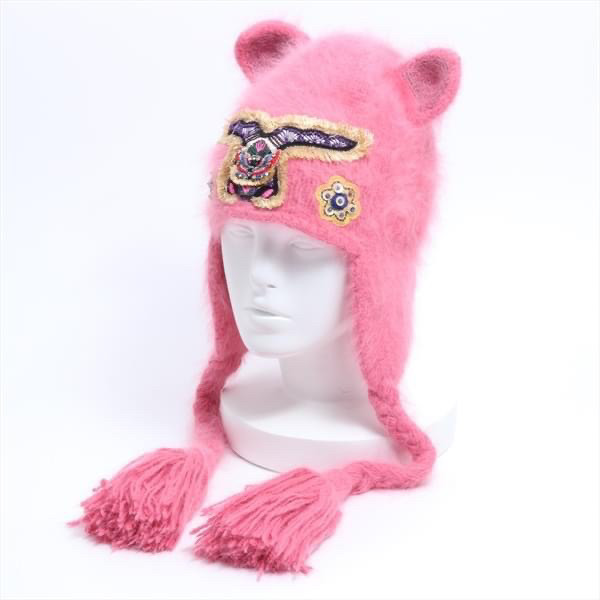 Sẵn mũ len  G u c c i Knit cap Angola Pink size L-59-23cm  màu hồng xinh lắm ạ .