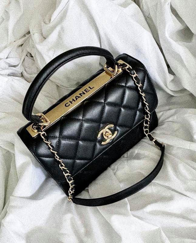 Chanel trendy Small black ghw chip fresh bill t9 sẵn sg siu hiếm