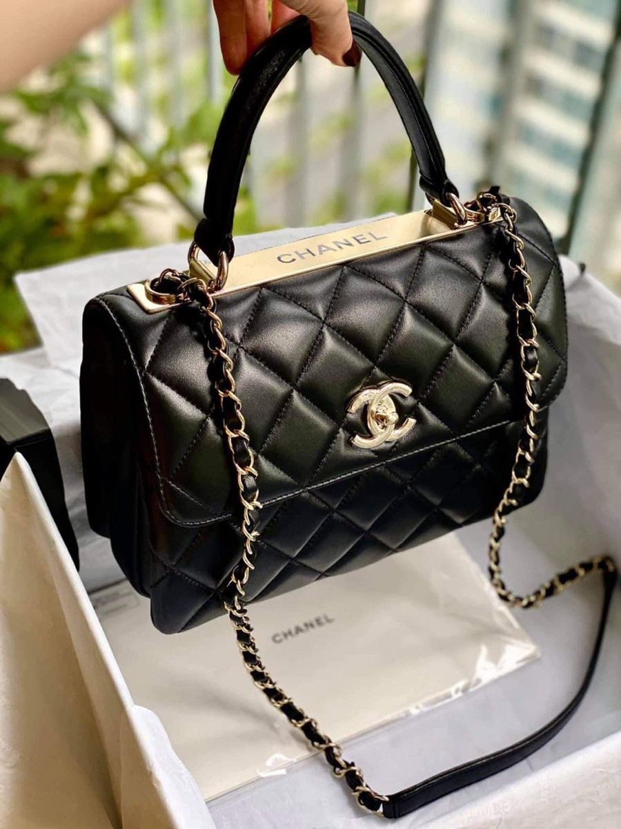 Chanel trendy Small black ghw chip fresh bill t9 sẵn sg siu hiếm