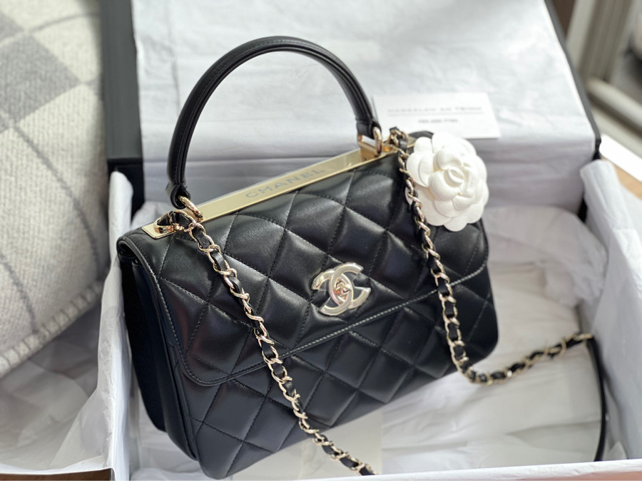 Chanel trendy Small black ghw chip fresh bill t9 sẵn sg siu hiếm