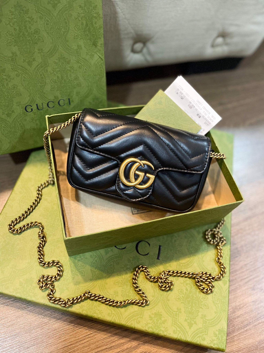 Túi gucci marmont đen khoá giả cổ sz super mini fullbox bill