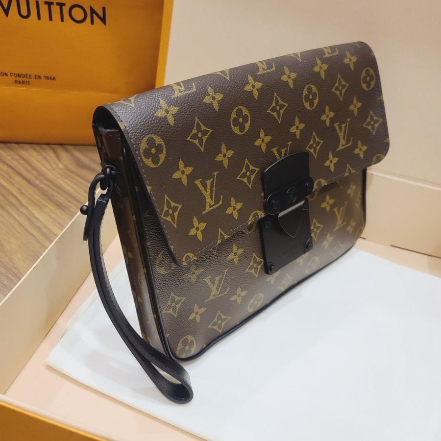 Louis Vuitton S Lock A4 Pouch Monogram Macassar