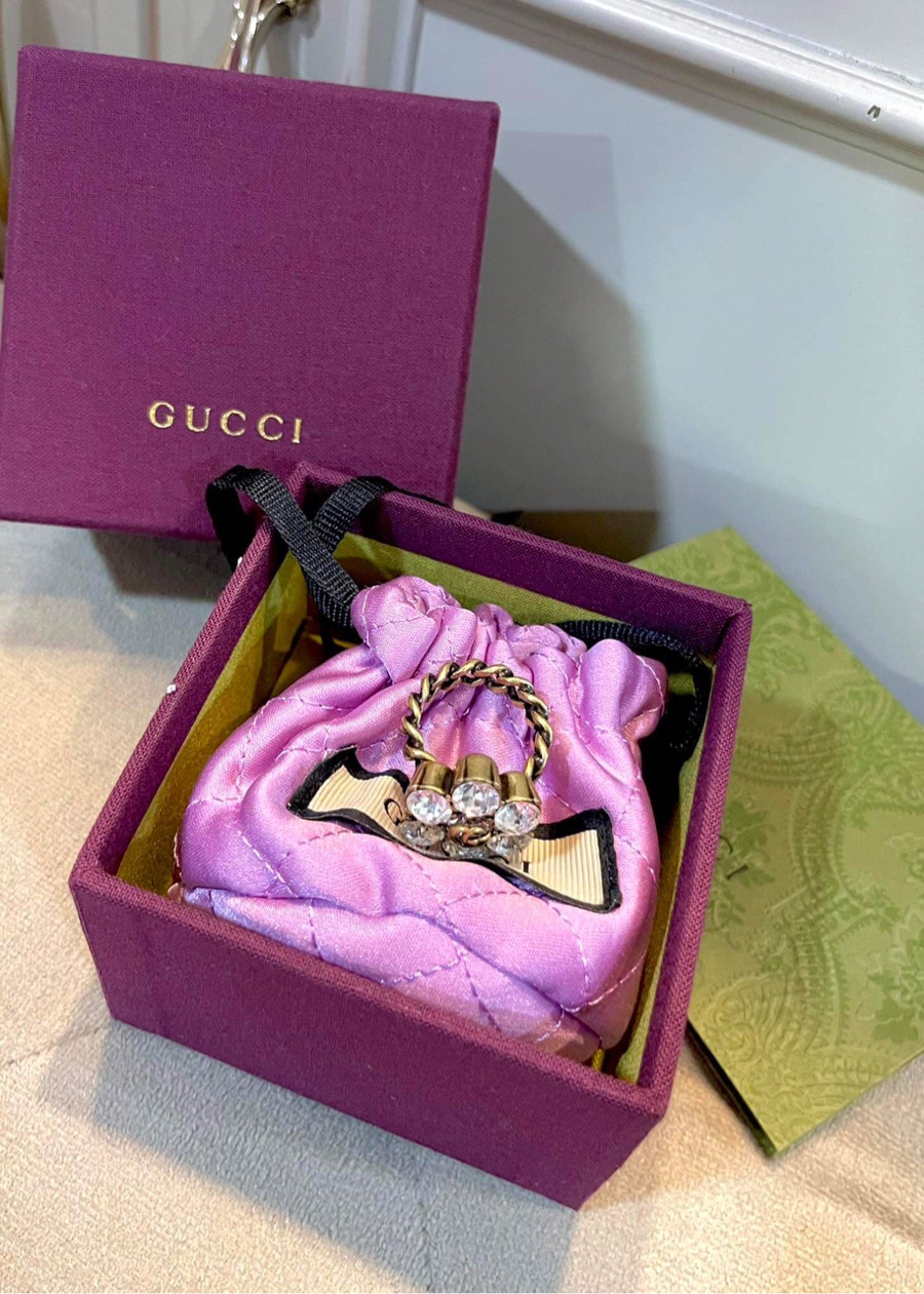 Nhẫn gucci xích đá trắng logo fullboxbill