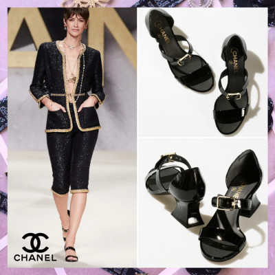 C h a n e l Coco Mark Patent leather Sandals size 36 Ladies' Black G39050. cao 5cm. Mẫu mới w eb đang bán 2 mấy trịu lận . đủ box + túi vải ạ