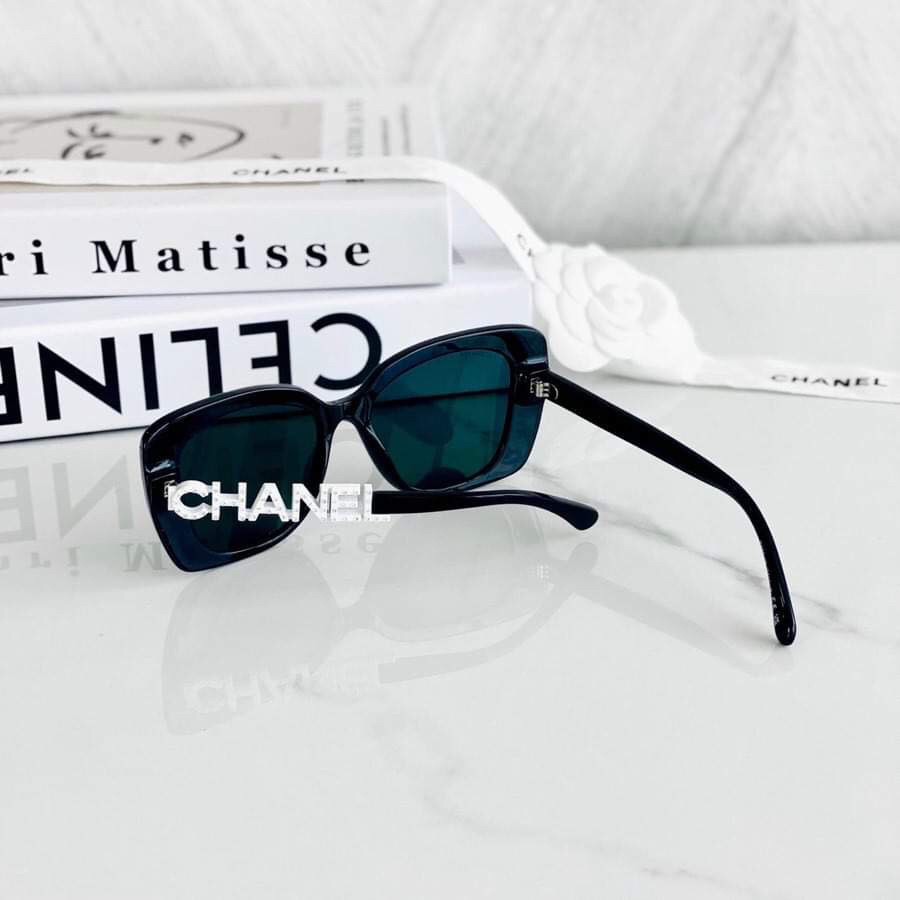 Kính chanel mắt đen gọng logo trắng sz 53 new fullbox