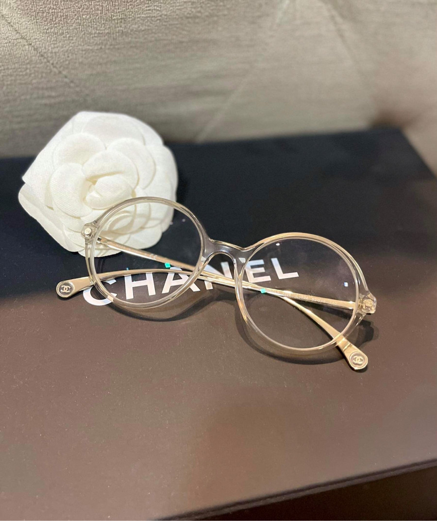 Kính chanel mắt tròn gọng trong mắt cận sz 52