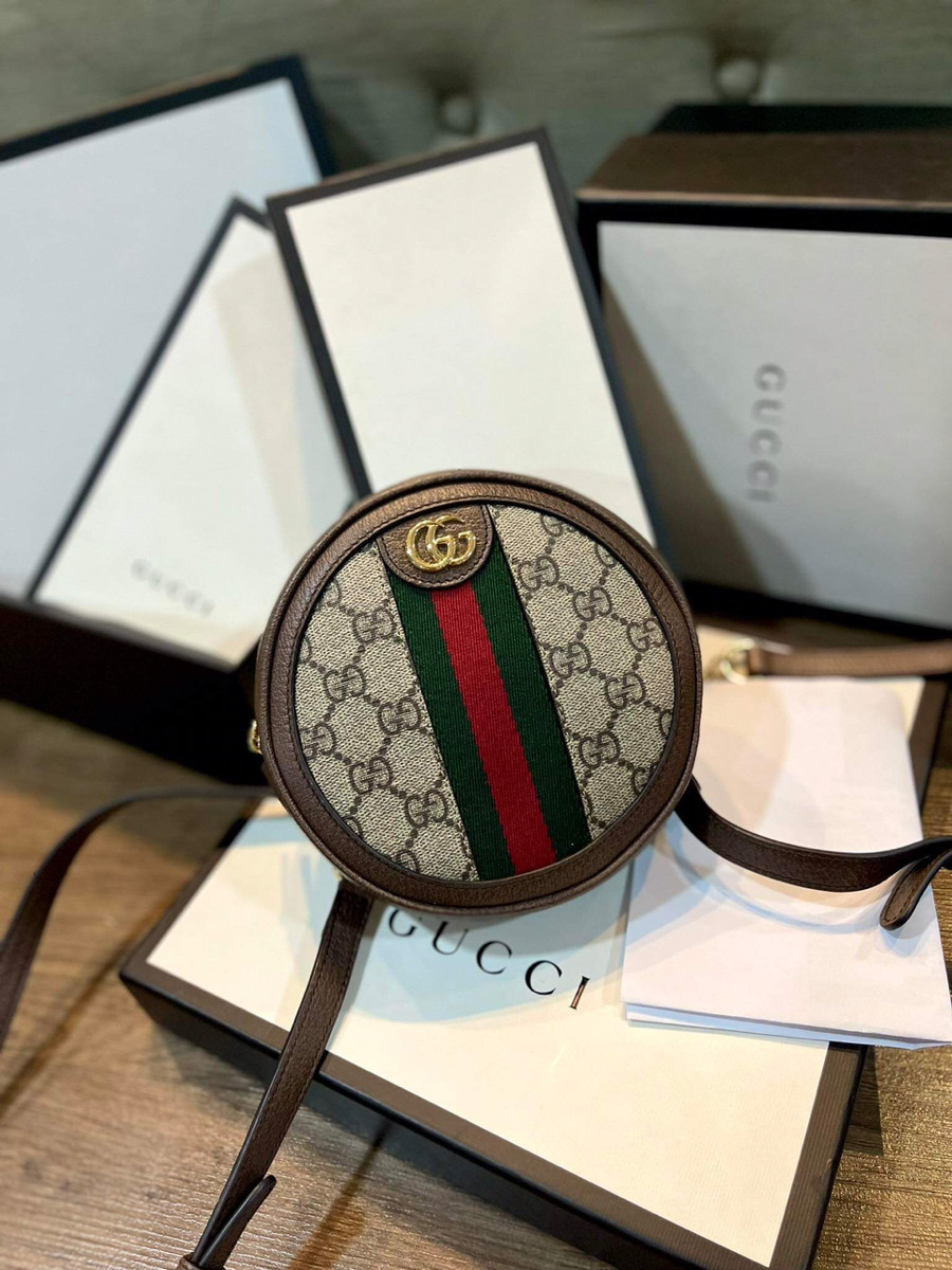 Balo gucci canvas logo vàng sọc xanh đỏ sz 16 fullbox bill