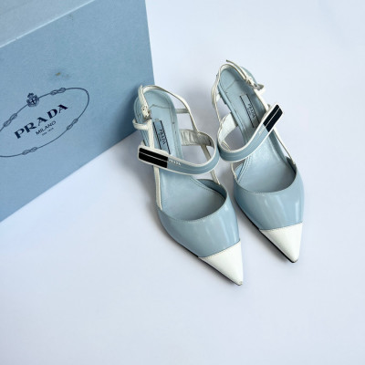 Guốc pra.da xanh trắng size 37