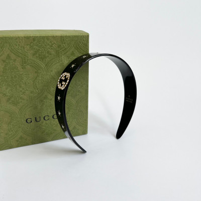 Cài tóc Gucci đen đính đá