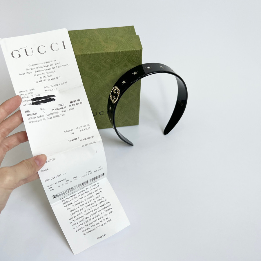 Cài tóc Gucci đen đính đá