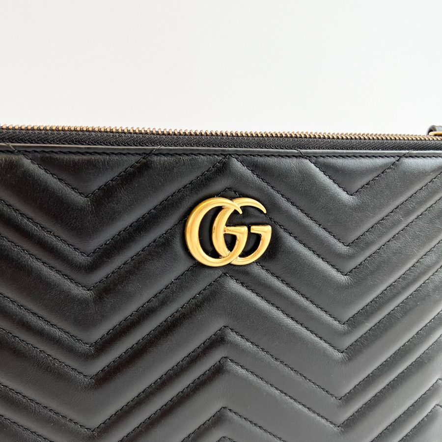 Túi Clutch Gucci logo size 28 đen