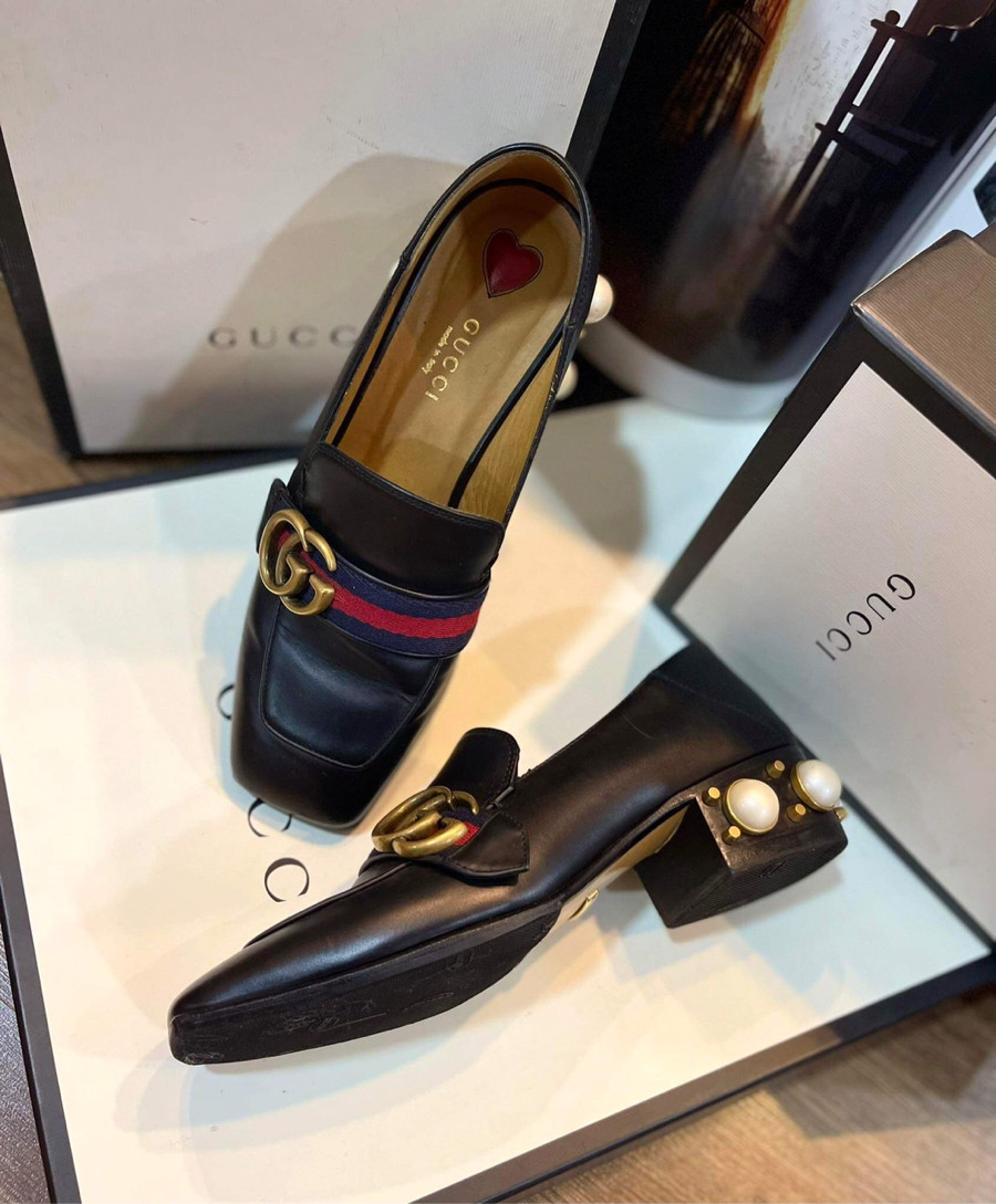 Giày gucci  loafer pearl đen sz 36 fullbox