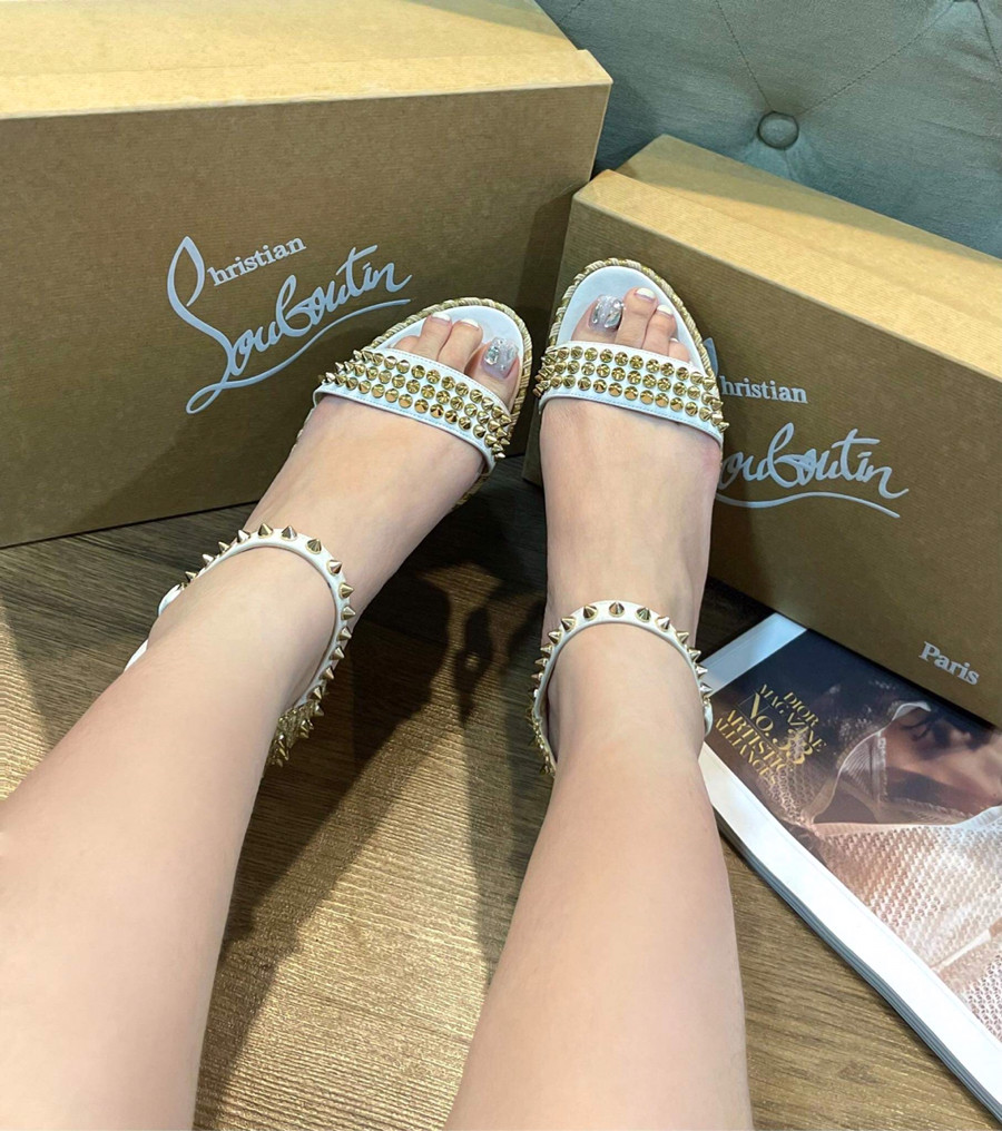 Sandal louboutin sz 37 đế cói 6p fullbox kèm đinh thay