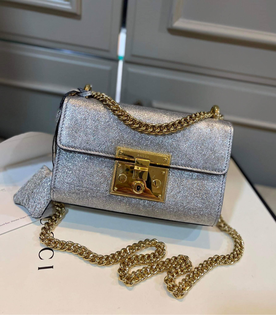 Túi gucci padlock nhũ bạc khoác vàng sz 20 fullbox bill