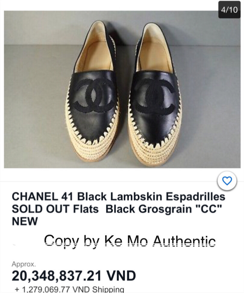 Chanel Black Lambskin Leather Cc Logo Double Sole Woven Espadrille Ballet Flats sz 38: