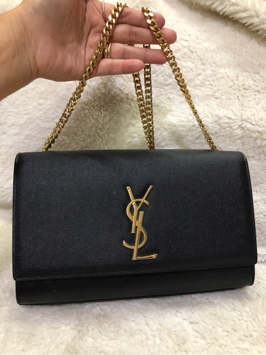 YSL - kate medium Calfskin leather - black & gold: