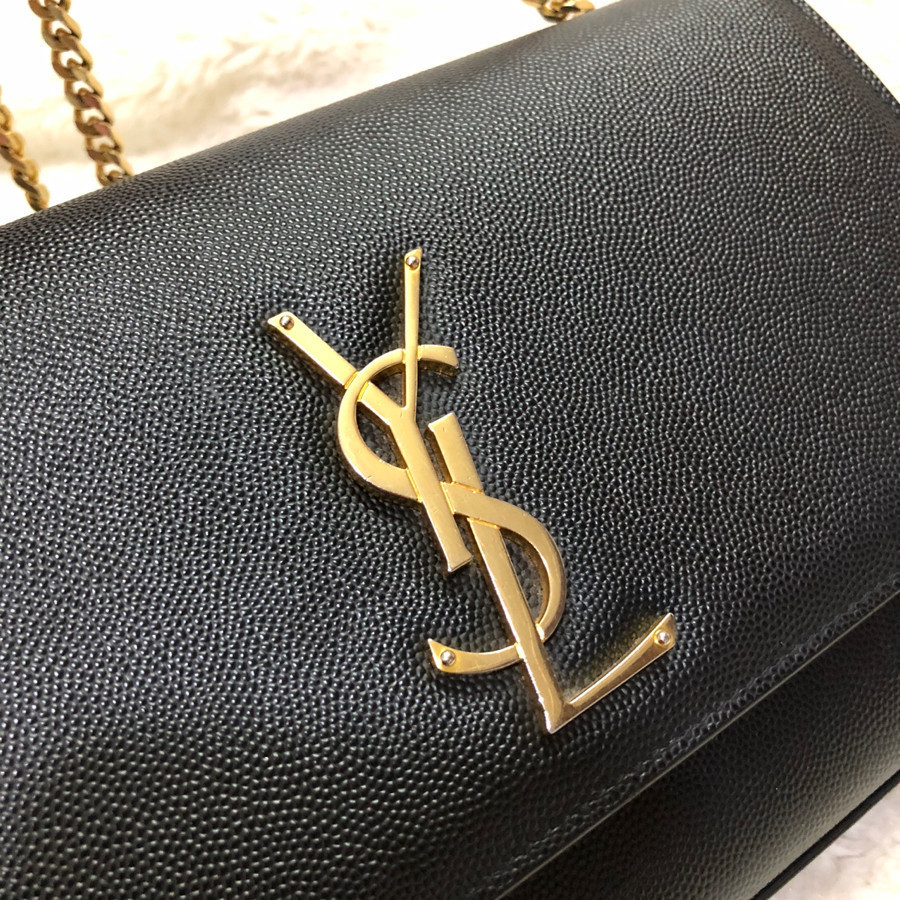 YSL - kate medium Calfskin leather - black & gold: