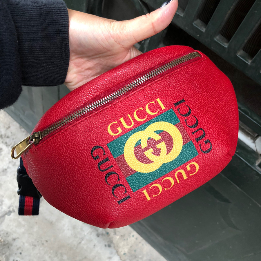 Gucci - Print leather belt bag - red - size small: