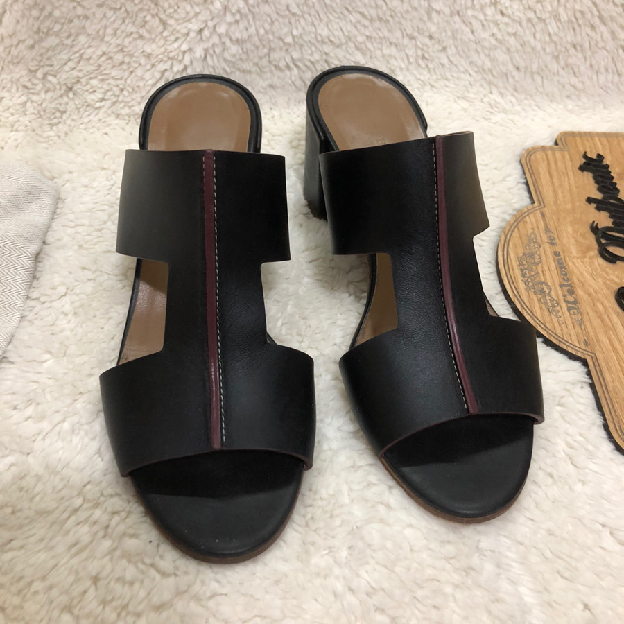 Hermes Ostia Sandal calfskin black sz 38: