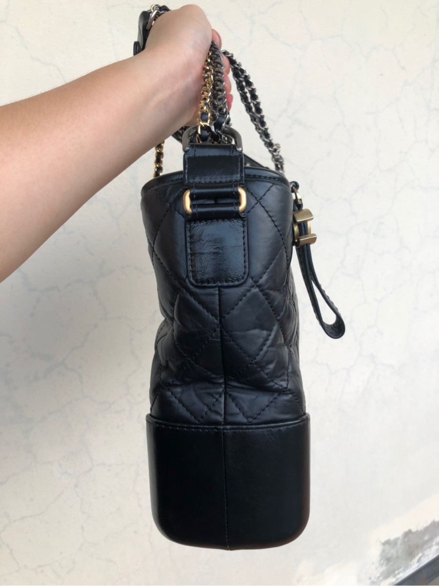 Chanel - Black Quilted Leather Gabrielle Medium Hobo Bag: