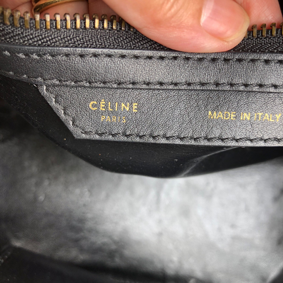 ❤️ Celine Mini Luggage Tote Black smooth Calfskin with gold Metal Hardware: