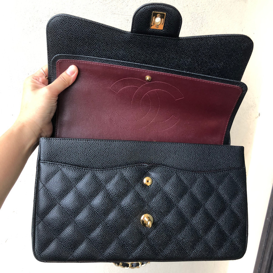 Chanel - Jumbo Classic Double Flap Bag Caviar Noir - black & GHW: