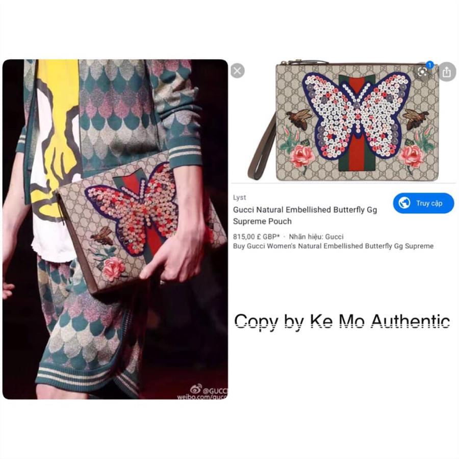 Gucci - GG Supreme Monogram Butterfly Clutch Bag: