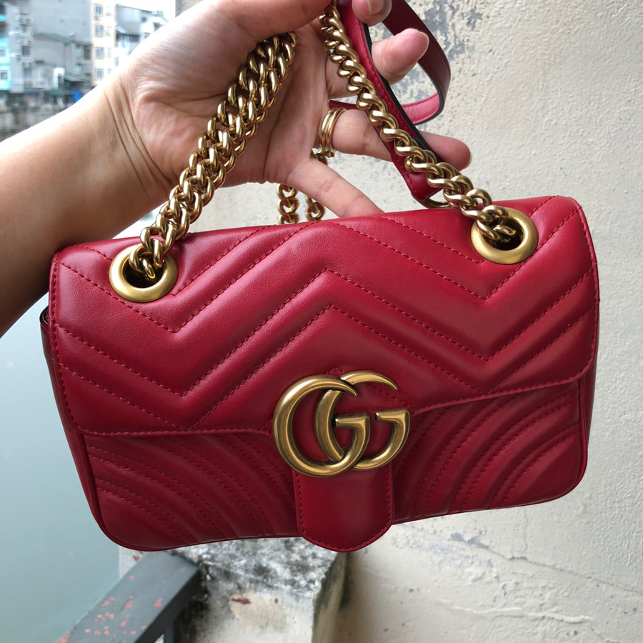 Gucci - Gg Marmont Mini Quilted-leather Bag In Red