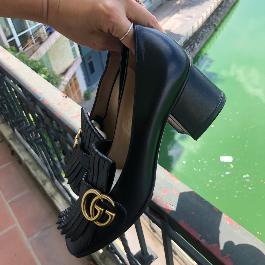 Gucci Leather mid-heel pump - black sz 37: