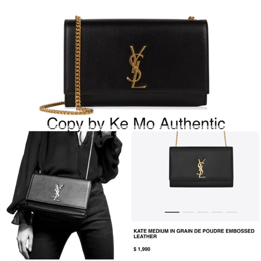 YSL - kate medium Calfskin leather - black & gold: