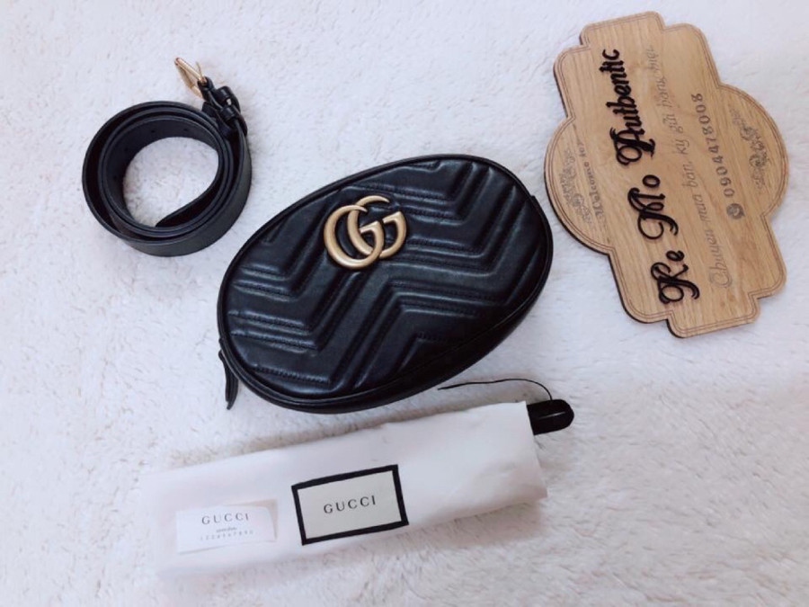 Gucci GG Marmont matelassé leather belt bag sz 85