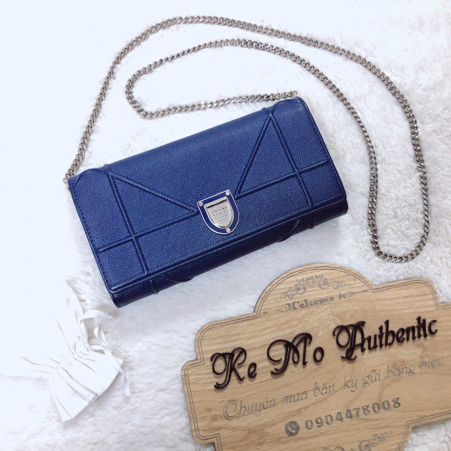 ❤️ Diorama wallet on chain - cobalt leather