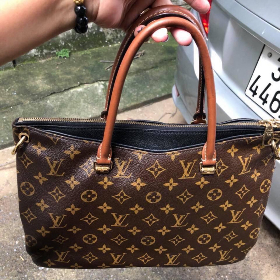 Louis Vuitton Shoulder Bag Pallas Noir Mm Monogram Black Brown Canvas Tote