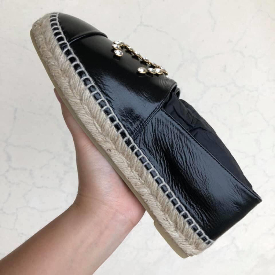 Chanel slip on black patent leather sz 38: