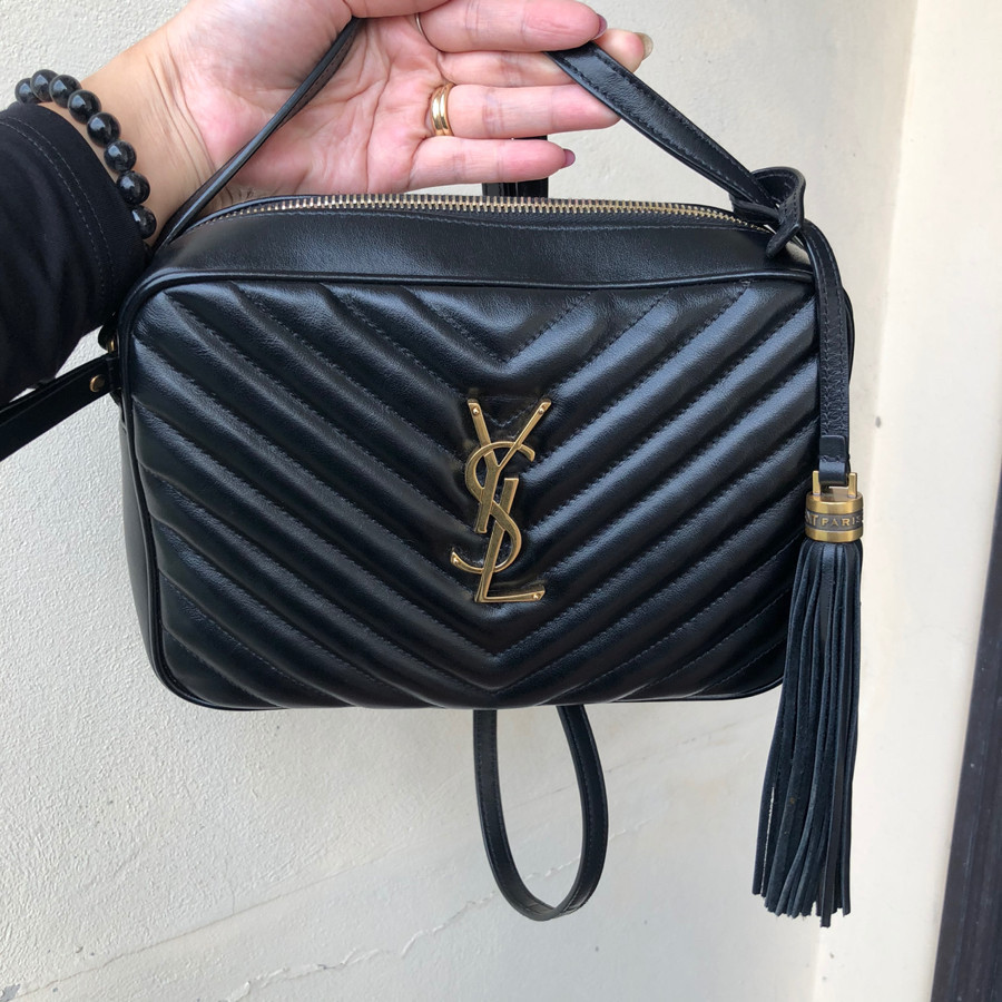 ❤️ YSL Lou Camera leather crossbody bag - black: