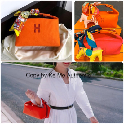 Hermes - bride a brac Pm Vanity Beach Hand Bag Orange: