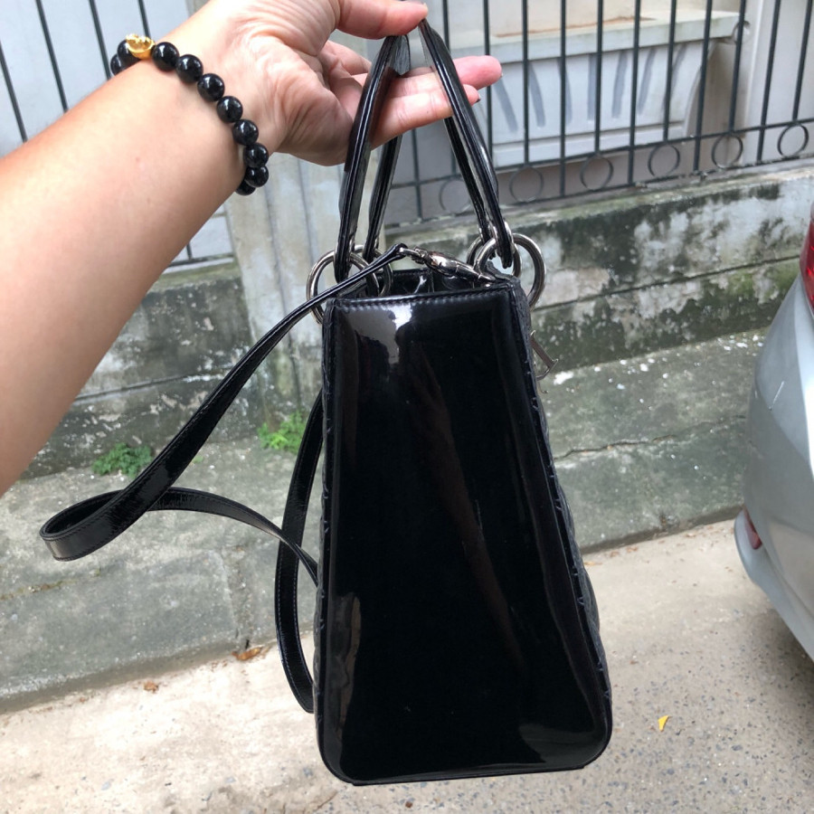 Dior lady medium - black patent + SHW