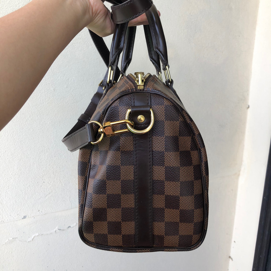 Louis Vuitton Speedy Bandoulière 25 in graphic Damier Ebene canvas: