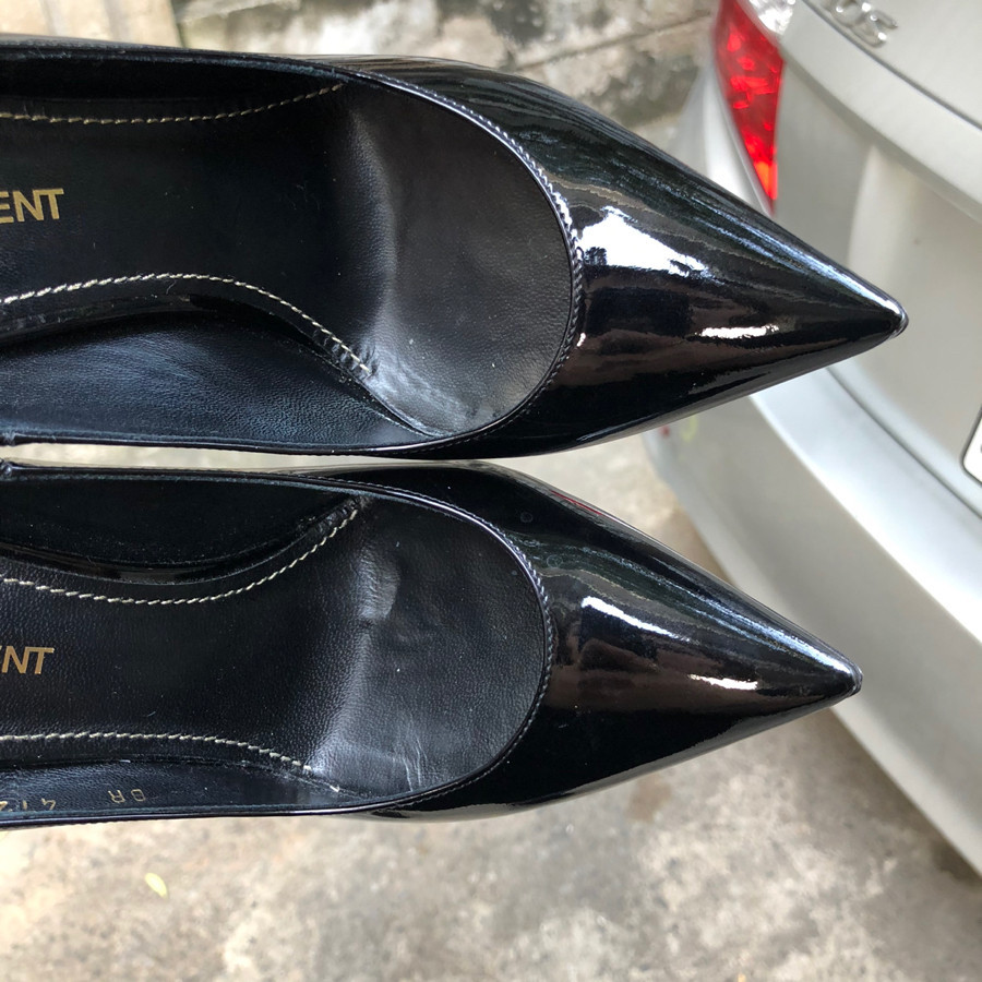 YSL Opyum Opium Black Patent Leather Heel Pump sz 35,5: