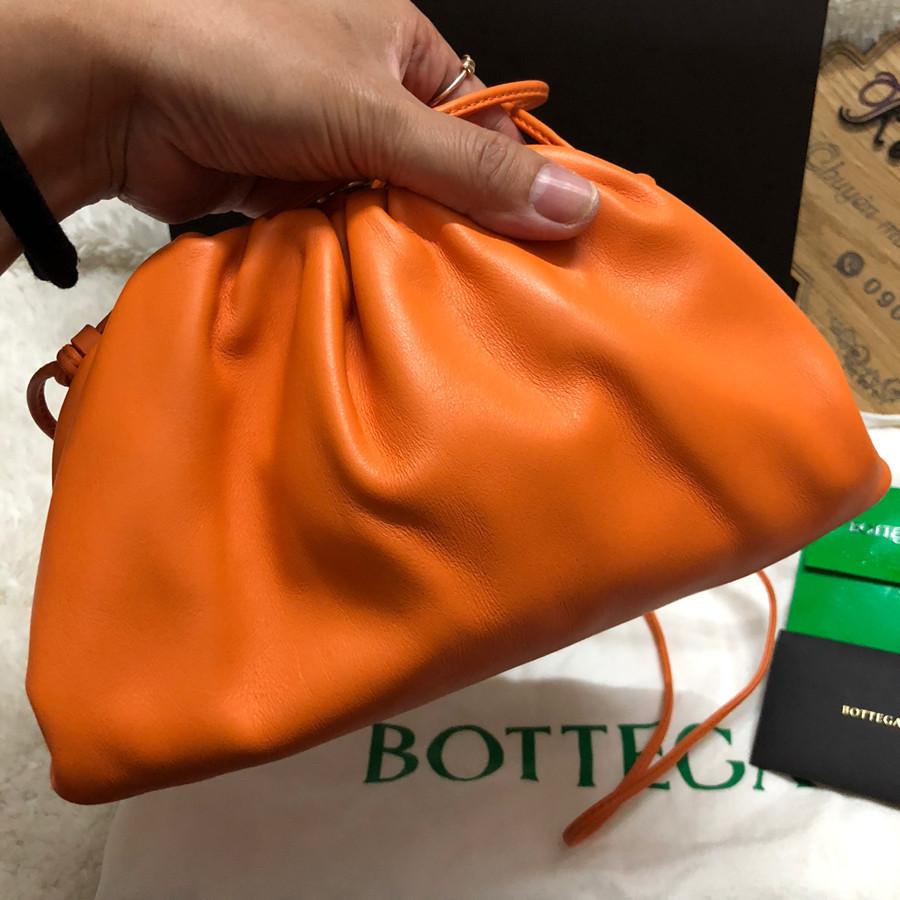 Bottega Veneta Orange Nappa Leather Mini Pouch Clutch Bag: