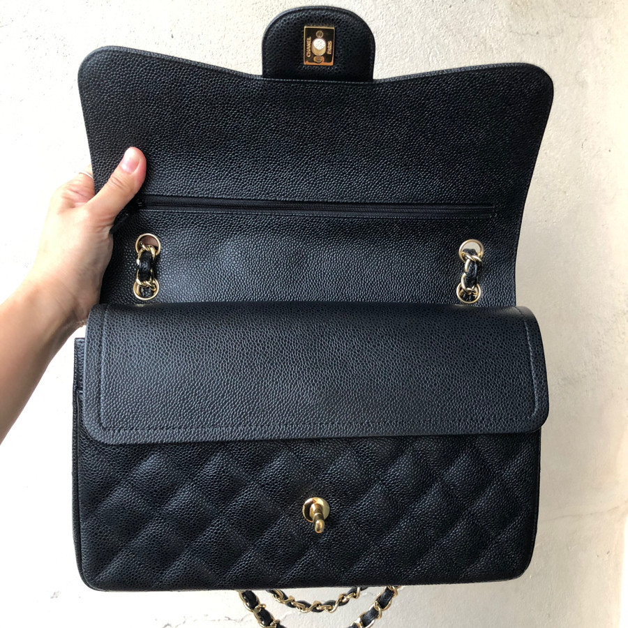 Chanel - Jumbo Classic Double Flap Bag Caviar Noir - black & GHW: