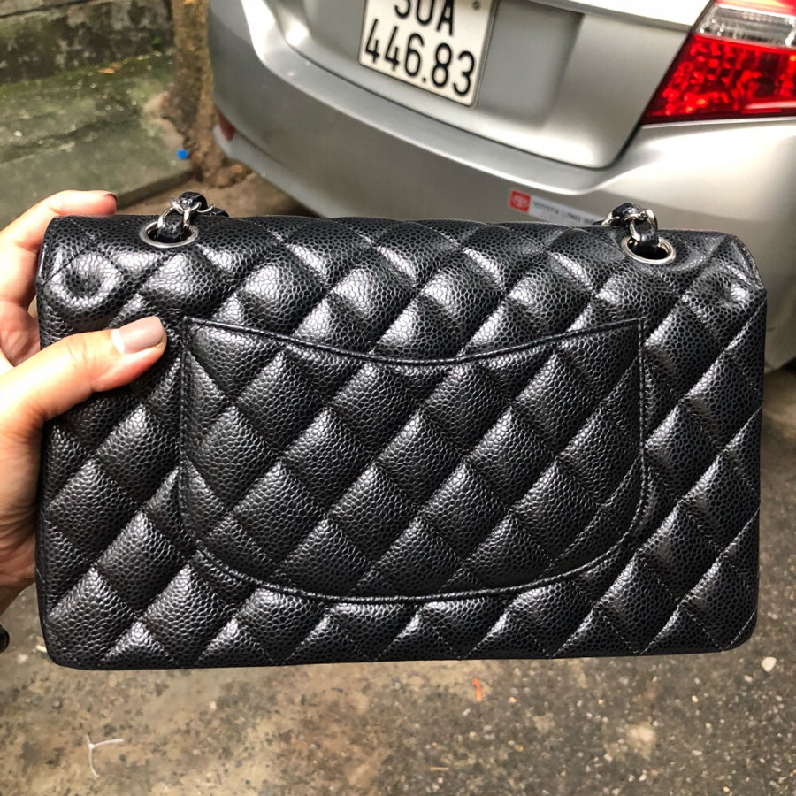 Chanel classic medium - black caviar & SHW code 27