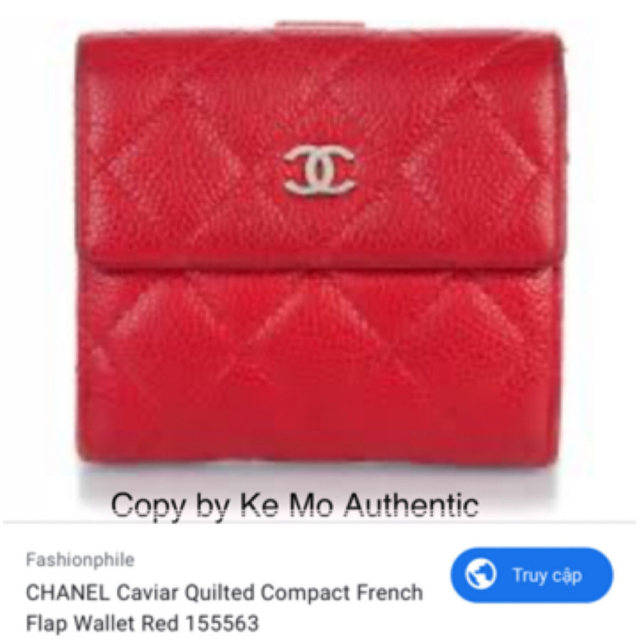 Chanel Caviar quilted compact french flap wallet - red